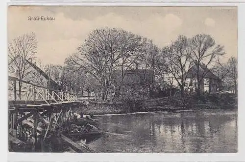 96973 Ak Groß Eckau Iecava Lettland Dorfansicht mit Holzbrücke 1916