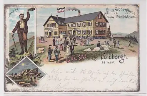 908052 Lithographie Ak Grüsse vom Feldberg - Neues Feldberghaus Bes. Fr. Sturm