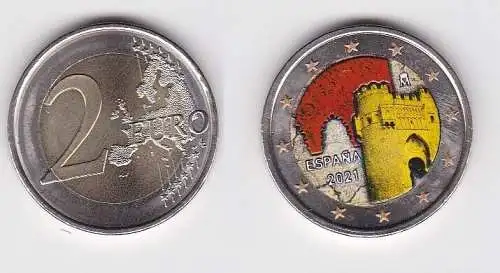 2 Euro Farb Gedenkmünze Spanien UNESCO Altstadt von Toledo 2021 Stgl. (166321)