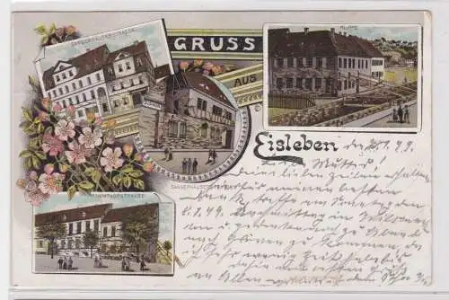 907264 Lithographie Ak Gruss aus Eisleben - Klippe,Sangerhäuserstr., Rammthorstr