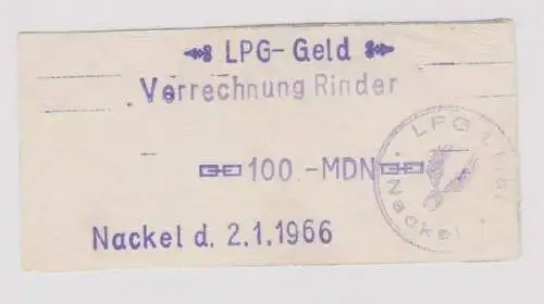 100 Mark Banknote Verrechnung Rinder DDR LPG 1.Mai Nackel 1966 (165476)