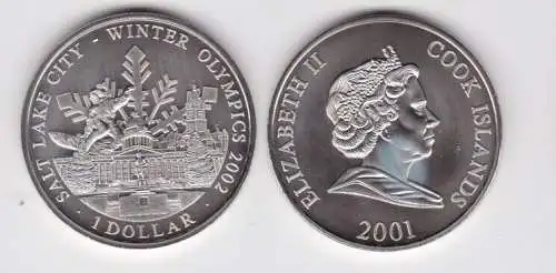 1 Dollar Münze Cook Inseln 2001 Winter Olympiade in Salt Lake City 2002 (158877)