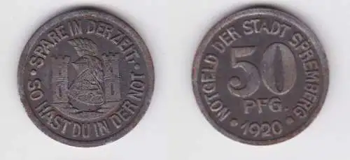 50 Pfennig Eisen Münze Notgeld Stadt Spremberg 1920 (164164)