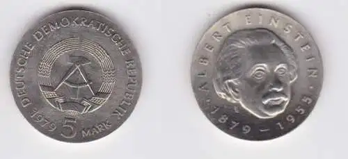 DDR Gedenk Münze 5 Mark Albert Einstein 1979 Stgl. (164155)