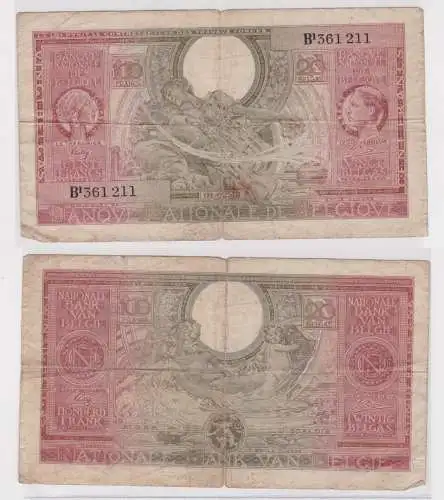 100 Francs Vingt Belgas Banknote Belgien 01.02.1943 (164542)