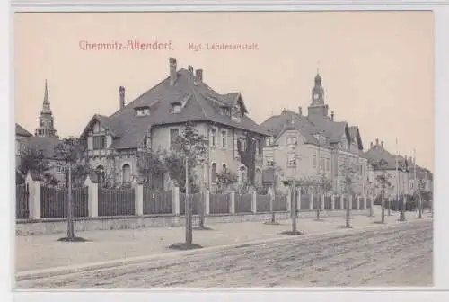 84334 Ak Chemnitz-Altendorf - Königliche Landesanstalt, Straßenansicht um 1910