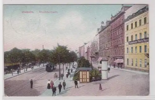 81475 Ak Chemnitz Neustädtermarkt mit Straßenbahn & Gasmotoren-Fabrik Deutz 1908