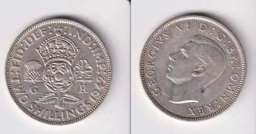 2 Schilling Silber Münze Großbritannien George VI. 1942 f.vz (165392)