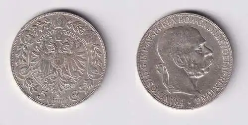 5 Kronen Silber Münze Österreich Kaiser Franz Josef 1900 ss (165207)