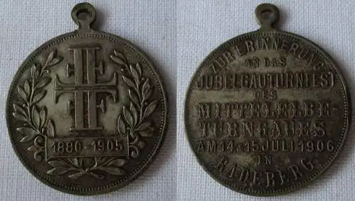 Seltene Medaille Jubelgauturnfest d. Mittelelbe Turngaues Radeberg 1906 (160159)