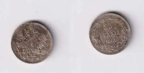 25 Penniä Silber Münze Finnland 1889 ss+ (165955)