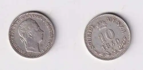 10 Kreuzer Silber Münze Österreich 1860 V für Venedig ss+ (140944)