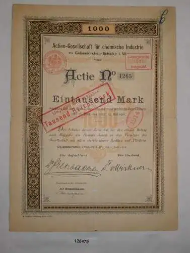 1000 Mark Aktie AG für chemische Industrie Gelsenkirchen-Schalke 1906 (128479)