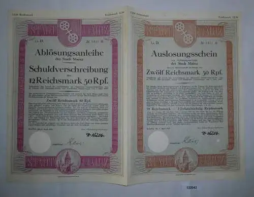 12,5 Reichsmark Ablösungsanleihe der Stadt Mainz 4.April 1929 (132043)