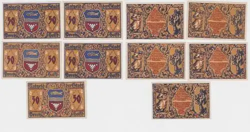 5 x 50 Pfennig Banknoten Notgeld Stadt Preetz 1921 (117338)