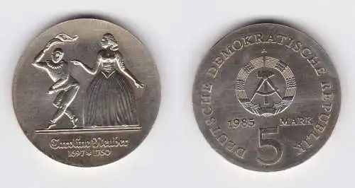 DDR Gedenk Münze 5 Mark Caroline Neuber 1985 Stempelglanz (141151)