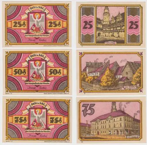 3 Banknoten Notgeld Kaufmännischer Verein Oels ohne Jahr (138100)