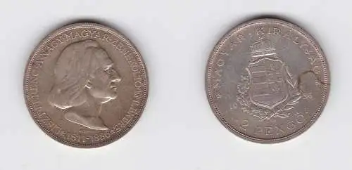 2 Pengö Silber Münze Ungarn 1935 50.Todestag von Liszt vz/Stgl. (139957)