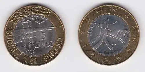 5 Euro Bi-Metall Gedenkmünze Finnland Eishockey 2003 (129411)