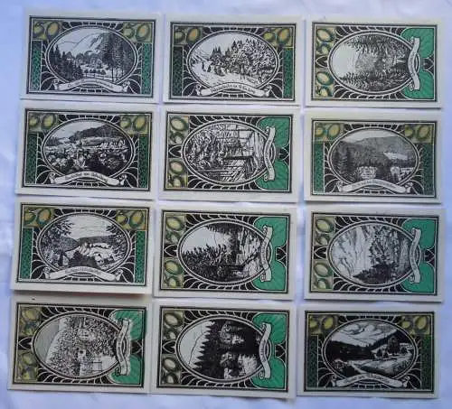 12 Banknoten Notgeld Bergstadt Lautenthal im Harz 1921 (107990)