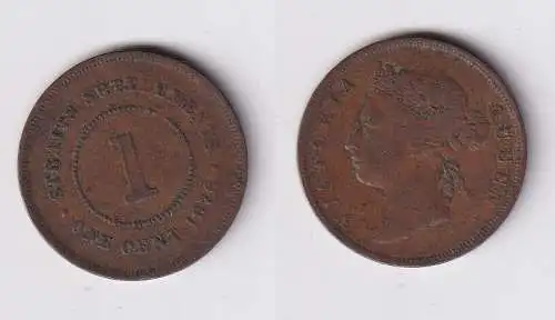 1 Cent Kupfer Münze Straits Settlements 1876 s/ss (146201)