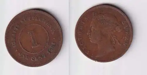 1 Cent Kupfer Münze Straits Settlements 1883 ss (144675)