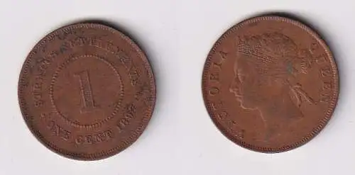 1 Cent Kupfer Münze Straits Settlements 1897 ss (149275)