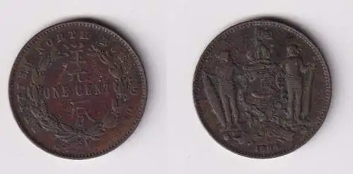 1 Cent Kupfer-Nickel Münze British North Borneo 1884 ss (144357)