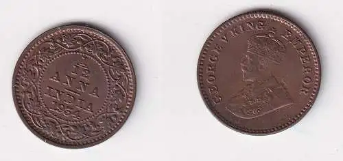 1/12 Anna Kupfer Münze Indien 1934 vz (153234)