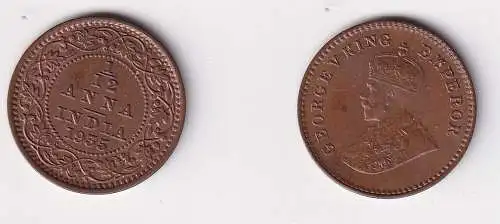 1/12 Anna Kupfer Münze Indien 1935 vz+ (159349)