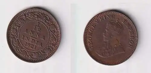 1/12 Anna Kupfer Münze Indien 1921 vz (133862)