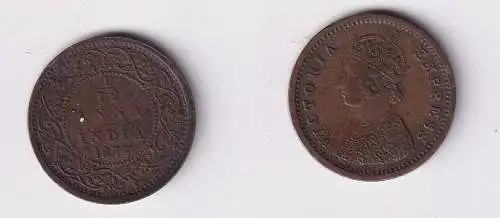 1/12 Anna Kupfer Münze Indien 1877 ss (155131)