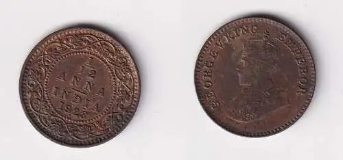 1/12 Anna Kupfer Münze Indien 1926 f.vz (155702)