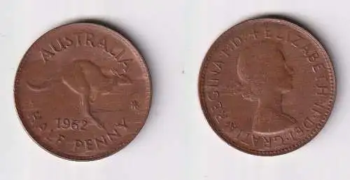 1/2 Penny Kupfer Münze Australien 1962 vz (106158)