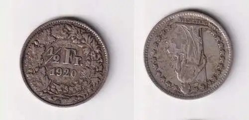 1/2 Franken Silber Münze Schweiz 1920 B ss (105794)