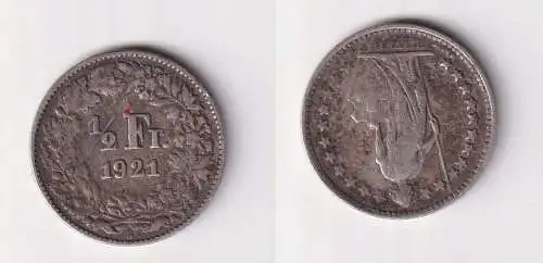 1/2 Franken Silber Münze Schweiz 1921 B ss (101684)