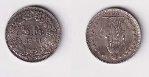 1/2 Franken Silber Münze Schweiz 1921 B ss (109432)