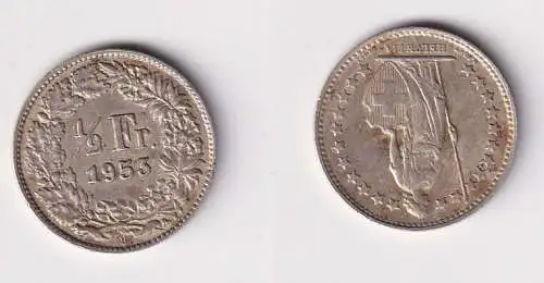 1/2 Franken Silber Münze Schweiz 1953 B f.vz (106355)