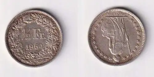 1/2 Franken Silber Münze Schweiz 1964 B vz (105941)