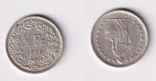 1/2 Franken Silber Münze Schweiz 1958 B vz (109818)