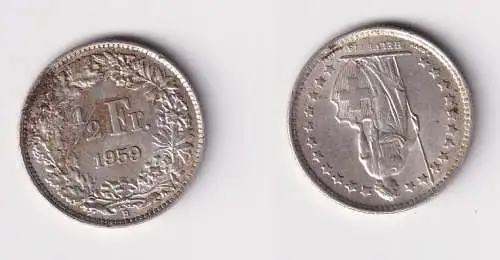 1/2 Franken Silber Münze Schweiz 1959 B vz (108171)