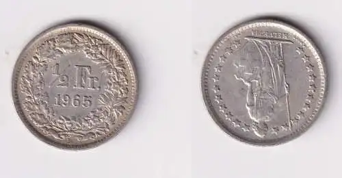 1/2 Franken Silber Münze Schweiz 1965 B vz (104580)