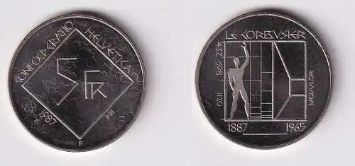 5 Franken Nickel Münze Schweiz Le Corbusier 1987 Stgl. (145812)