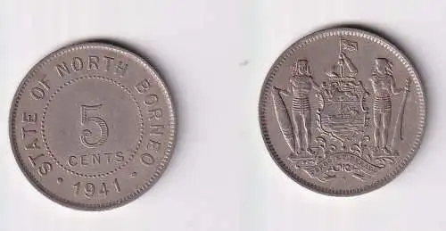 5 Cent Kupfer-Nickel Münze State of North Borneo 1941 f.vz (106037)