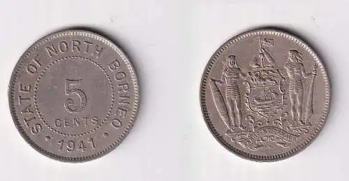 5 Cent Kupfer-Nickel Münze State of North Borneo 1941 f.vz (109444)