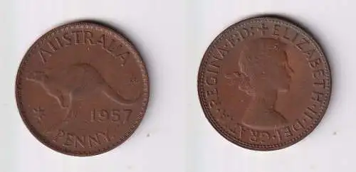 1 Penny Kupfer Münze Australien Känguru 1957 ss+ (103090)