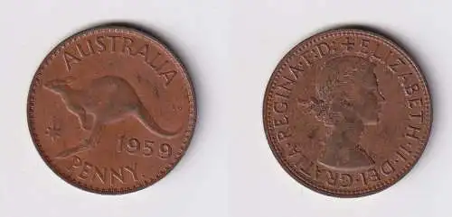 1 Penny Kupfer Münze Australien Känguru 1959 ss+ (107174)