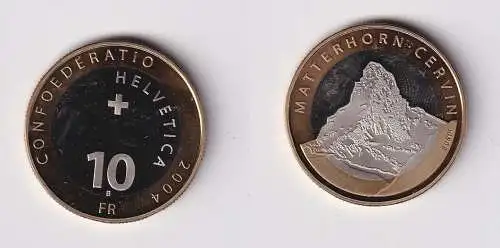 10 Franken Bi-Metal Münze Schweiz 2004 Matterhorn Stgl. (105047)