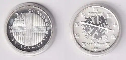 20 Franken Münze Schweiz 500 Jahre Schlacht bei DORNACH, 1999 UNC (145910)