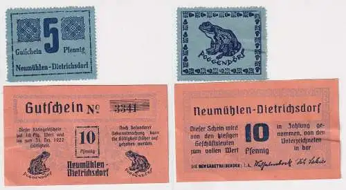 2 Banknoten Notgeld Neumühlen Dietrichsdorf 1921 (168416)